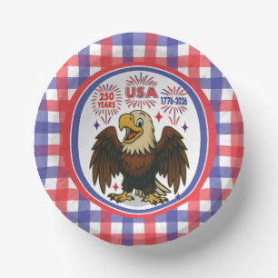 Bald Eagle with Fireworks– USA 250 Years 1776-2026 Paper Plate