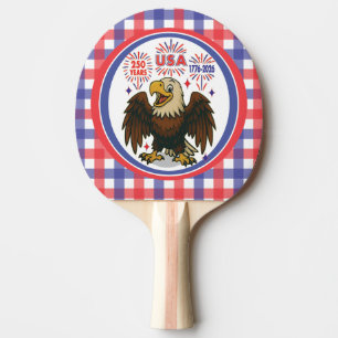 Bald Eagle with Fireworks– USA 250 Years 1776-2026 Ping Pong Paddle