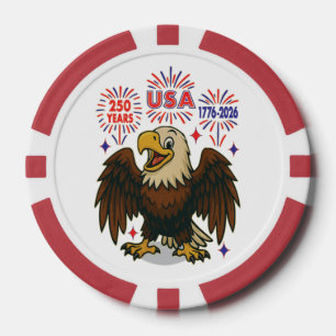Bald Eagle with Fireworks– USA 250 Years 1776-2026 Poker Chips