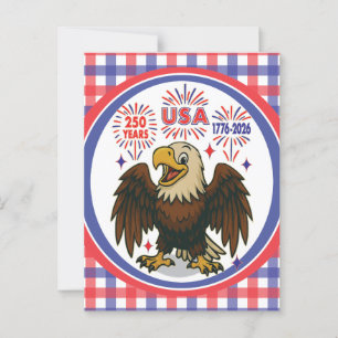 Bald Eagle with Fireworks– USA 250 Years 1776-2026 Postcard