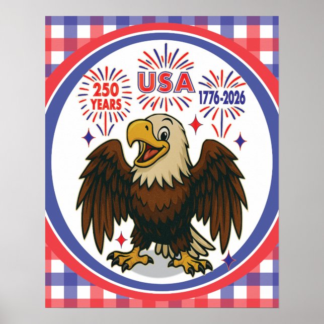 Bald Eagle with Fireworks– USA 250 Years 1776-2026 Poster (Front)