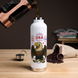 Bald Eagle with Fireworks– USA 250 Years 1776-2026 Water Bottle