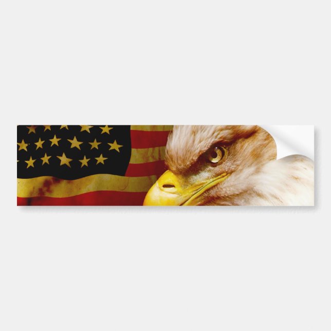 Bald eagle with flag bumper sticker (Front)