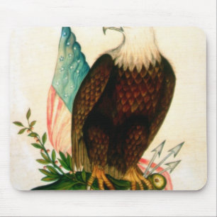 Bald eagle with flag mouse pad