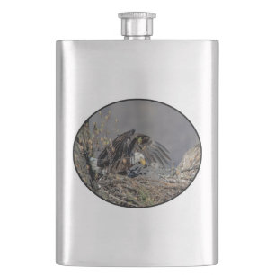 Bald Eagle with her baby Hip Flask