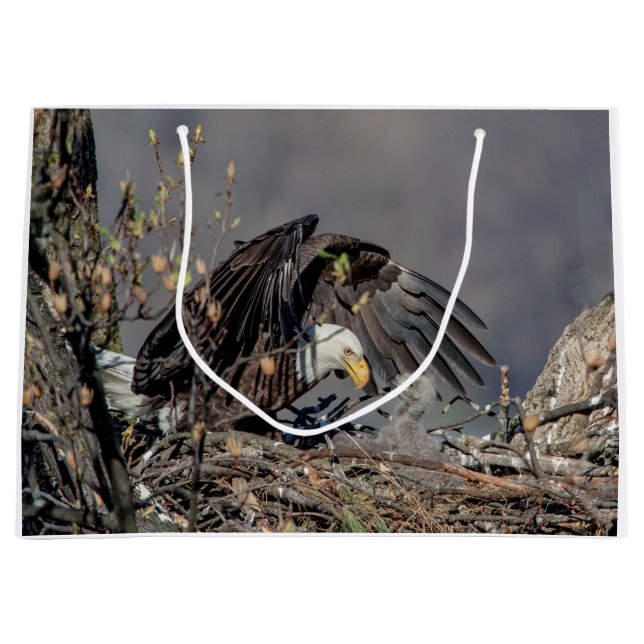 Bald Eagle with her baby Large Gift Bag (Front)