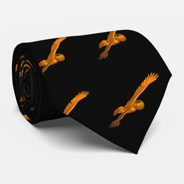 Bald Eagle With Pumpkin Head Tie (Rolled)