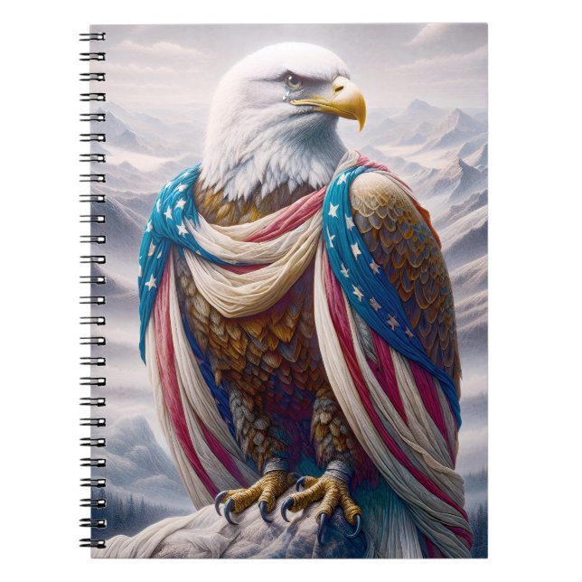 Bald Eagle with Tears and American Flag Notebook (Front)