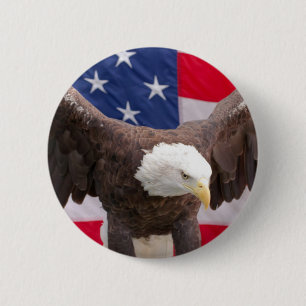 Bald Eagle with the American Flag 6 Cm Round Badge