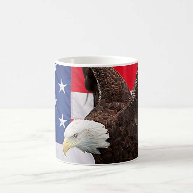 Bald Eagle with the American Flag Coffee Mug (Center)