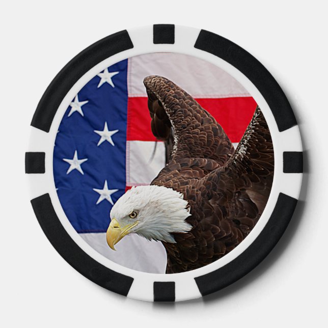 Bald Eagle with the American Flag Poker Chips (Front)