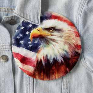 Bald Eagle with United States of America flag 6 Cm Round Badge