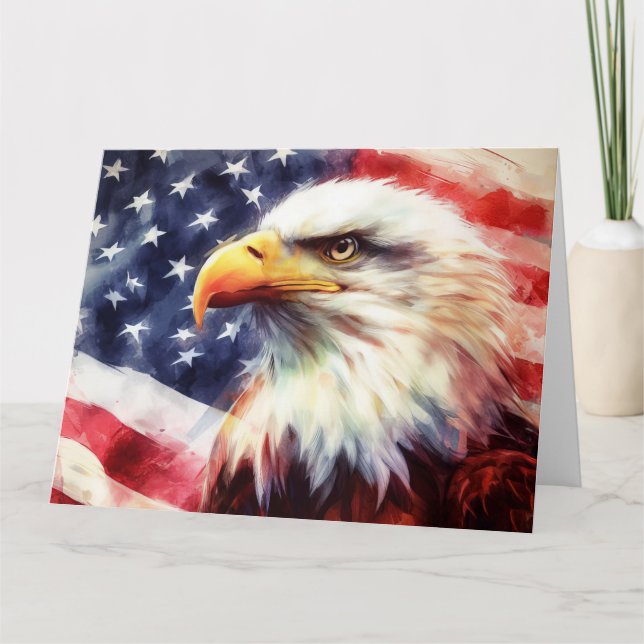Bald Eagle with United States of America flag Thank You Card (Front)