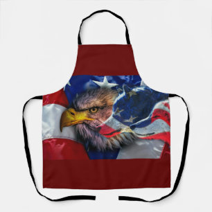 Bald Eagle Wolf American Flag Apron