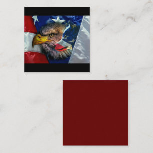 Bald Eagle Wolf American Flag Square Business Card