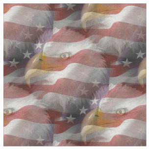 Bald Eagles & American Flags Patriotic Collage Fabric