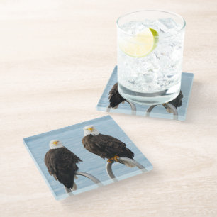 Bald Eagles with Attitude Funny Wildlife Glass Coaster