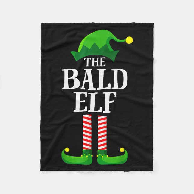 Bald Elf Matching Family Group Christmas Party Pyj Fleece Blanket (Front)