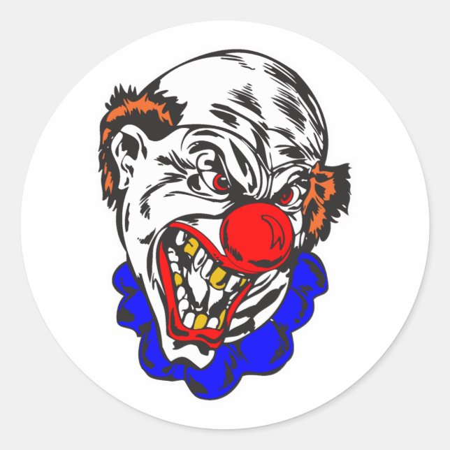bald evil clown classic round sticker (Front)