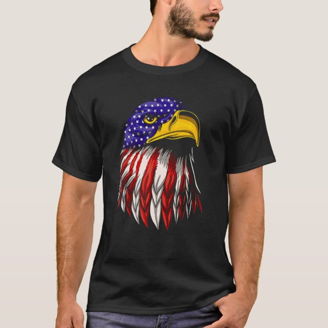 Bald Head Eagle American Flag Independence Day 4th T-Shirt (Front)