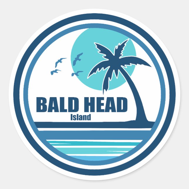 Bald Head Island North Carolina Palm Tree Birds Classic Round Sticker (Front)