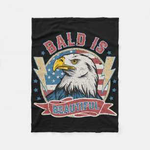 Bald Is Beautiful 4th Of July Independence Day Bal Fleece Blanket
