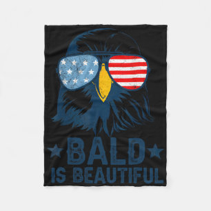 Bald Is Beautiful 4th Of July Independence Day Bal Fleece Blanket