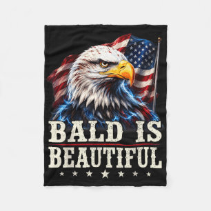Bald is beautiful 4th of july independence day fleece blanket