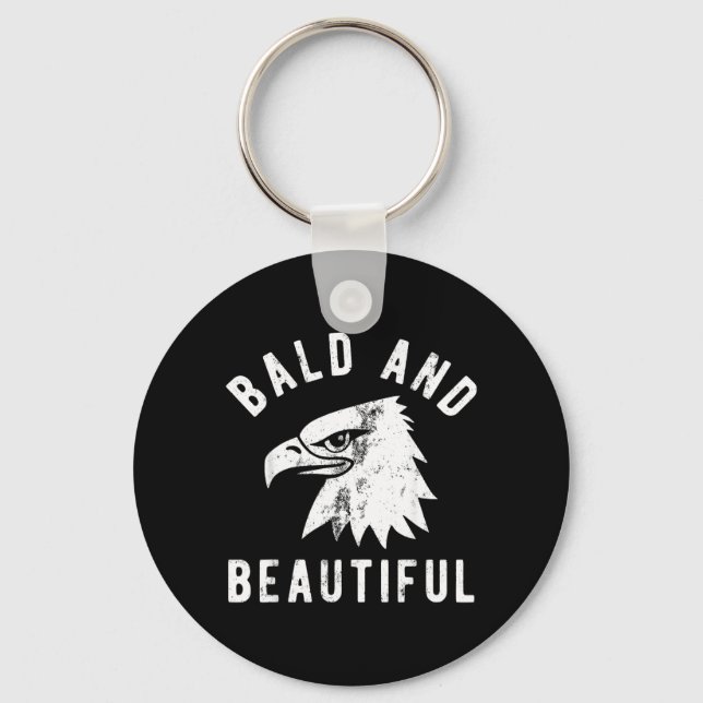 Bald Is Beautiful 4th of July Independence Day Key Ring (Front)