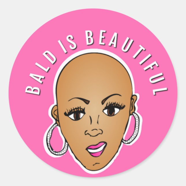 Bald is beautiful classic round sticker (Front)
