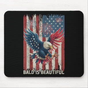Bald Is Beautiful Eagle Usa Flag Patriotic 4th Of  Mouse Pad