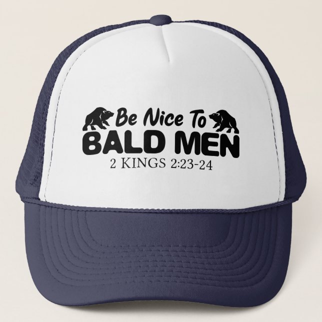 Bald Men Christian Bible Verse Trucker Hat (Front)