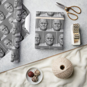 Bald Old Man on Grey Wrapping Paper