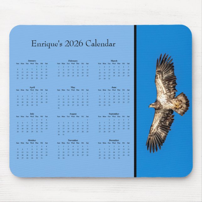 BaldEagle: Customize full year 2026 calendar Mouse Pad (Front)