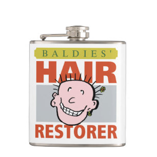 Baldies Hair Restorer Funny Design Hip Flask