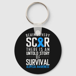 Baldness Hair Loss Blue Ribbon Alopecia Areata Awa Key Ring