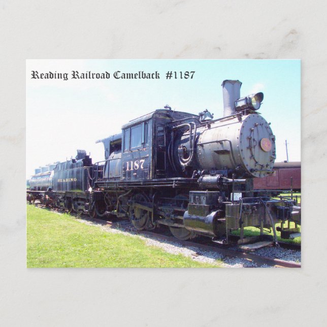 Baldwin Built Reading Railroad Camelback  #1187 Postcard (Front)