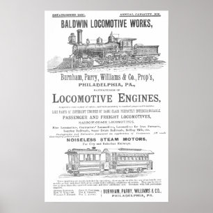 Baldwin Locomotive Works Railway Locomotives Poster