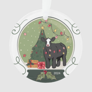 Baldy Cow Christmas Ornament