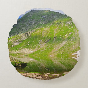Balea Lake Mountain Slope – Romania Alpine Print Round Cushion
