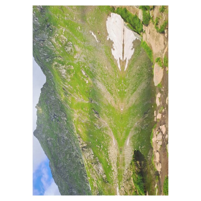 Balea Lake Mountain Slope – Romania Alpine Print Tablecloth (Front)