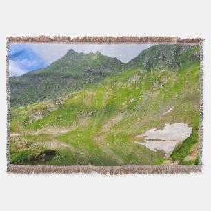 Balea Lake Mountain Slope – Romania Alpine Print Throw Blanket