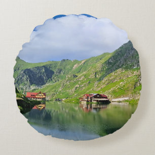 Balea Lake Reflection – Carpathian Alpine Print Round Cushion