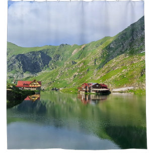 Balea Lake Reflection – Carpathian Alpine Print Shower Curtain