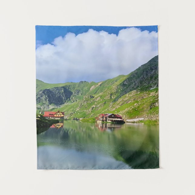 Balea Lake Reflection – Carpathian Alpine Print Tapestry (Front)