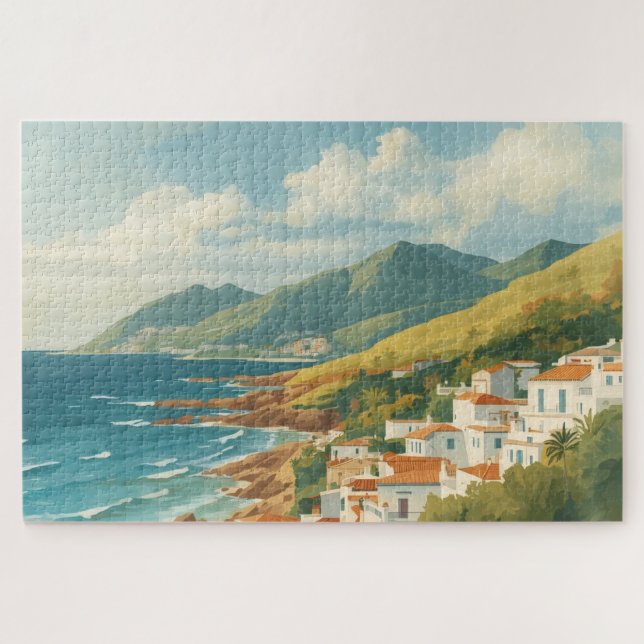 Balearic Islands Vintage French Riviera Travel Jigsaw Puzzle (Horizontal)