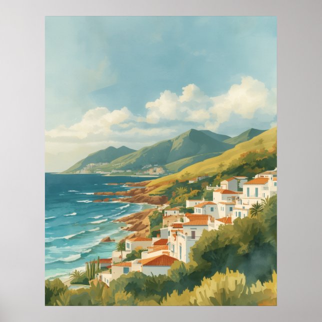 Balearic Islands Vintage French Riviera Travel Poster (Front)