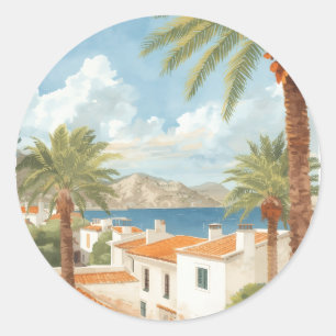 Balearic Islands Vintage French Travel Classic Round Sticker
