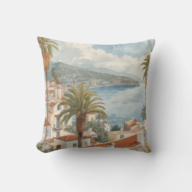 Balearic Islands Vintage French Travel Cushion (Front)