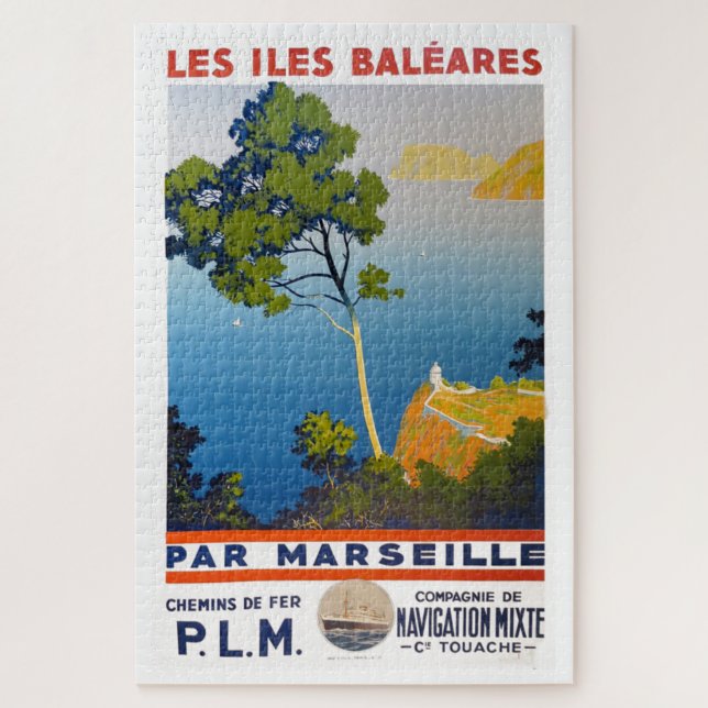 Balearic Islands Vintage French Travel Jigsaw Puzzle (Vertical)